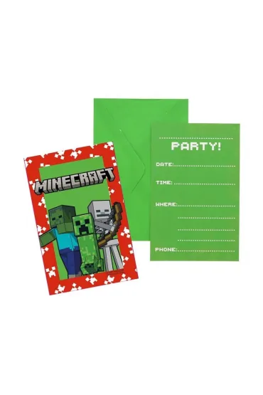 Procos Zaproszenia z kopertami Minecraft 6 szt.