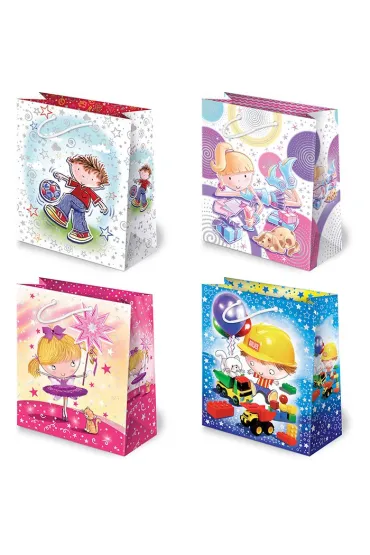 Paw Torba XL kwiaty, kokardy, grafika MIX / 30x36,5x13cm 10 szt. - Xl Bobas