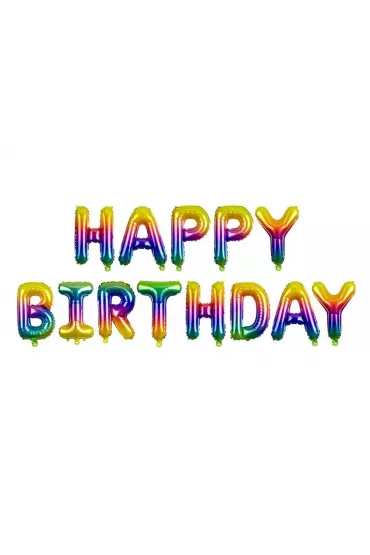 PartyDeco Balon foliowy Happy Birthday t�czowy 340x35cm