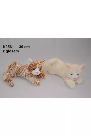 Pluszak Kot z g�osem 39cm Le��cy z kokard� SUN-DAY K0561