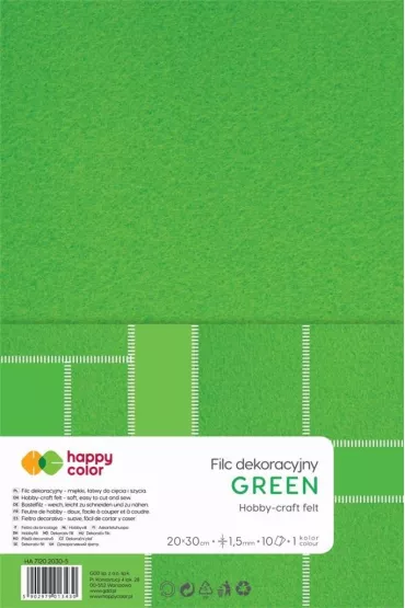Filc dekoracyjny zielony 10 szt HAPPY COLOR