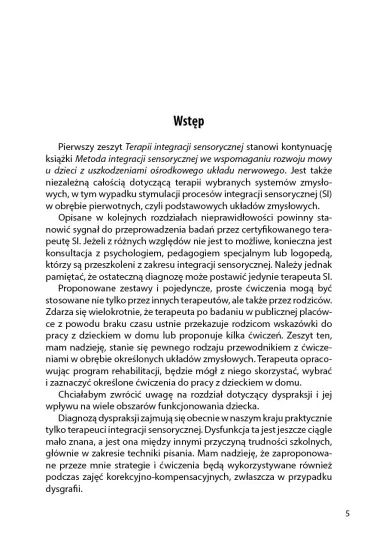 Terapia integracji sensorycznej  zeszyt 1 �wiczenia usprawniaj�ce bazowe uk�ady zmys�owe i koryguj�ce zaburzenia planowania motorycznego - Bo�ena  Odowska-Szlachcic