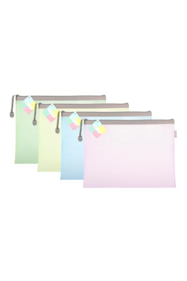 Biurfol Saszetka na zamek A4 EVA pastel mix (10 szt)
