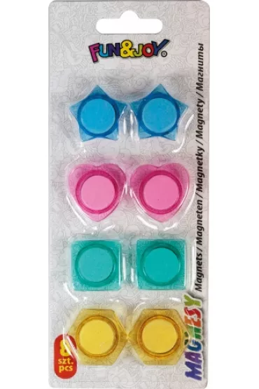 Hasta Magnesy mix kszta�t�w 28mm 8 szt. 4 kolory Fun&Joy