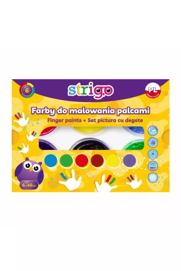 Farby do malowania palcami 6 kolor�w 40ml STRIGO SSC298 240 ml