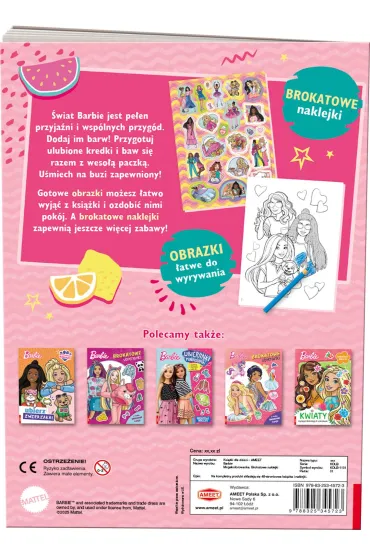 Barbie. Megakolorowanka. Brokatowe naklejki