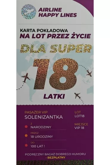 Yeku Karnet karta pok�adowa 18 urodziny damskie