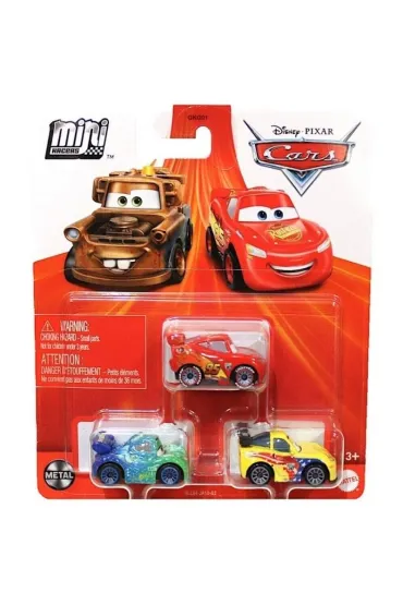 Cars Auta Mikroauta 3-pak Mattel