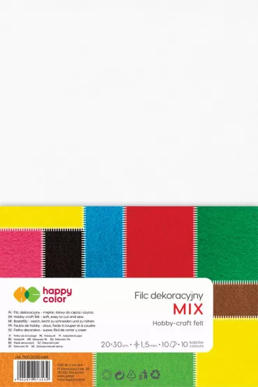 Happy Color Filc dekoracyjny MIX 20x30cm, 1.5mm