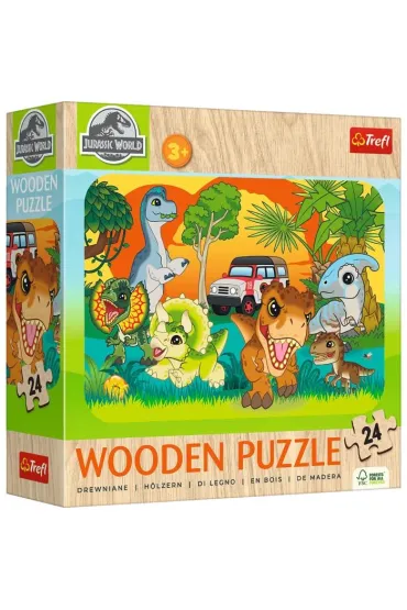 Puzzle drewniane 24 el. Poznaj dinozaury Trefl