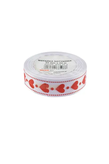 Brewis Wst��ka satynowa w serca bia�a 25mm x 22m