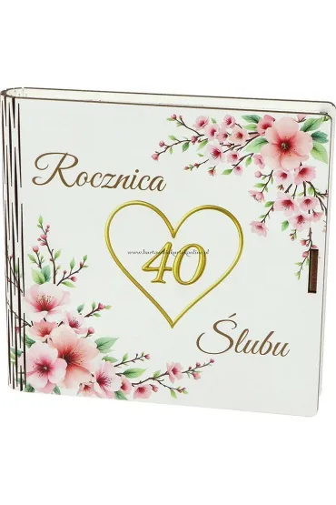 Pude�ko drewniane z ksi��eczk� 40 rocznica �lubu (15x15x2cm)