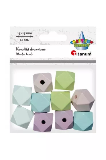 Titanum Koraliki drewniane kostki �ci�te pastel 10 szt.