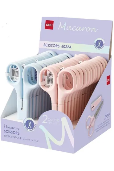 Deli No�yczki szkolne z ochron� ostrza 12.2cmMACARON mix kolor�w