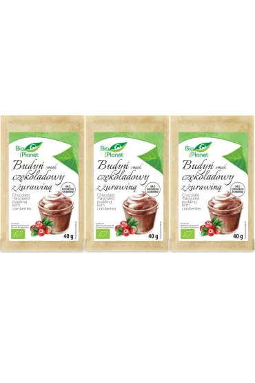 Bio Planet Budy� o smaku czekoladowym z �urawin� Zestaw 3 x 40 g Bio