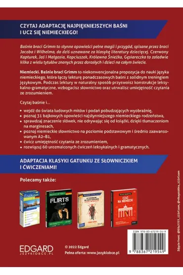 EDGARD. Niemiecki. Die M�rchen der Br�der Grimm. Adaptacja klasyki z �wiczeniami - Jakub Grimm, Wilhelm Grimm, Magdalena Piotrowska, Patryk �api�ski, Lena  Huppert