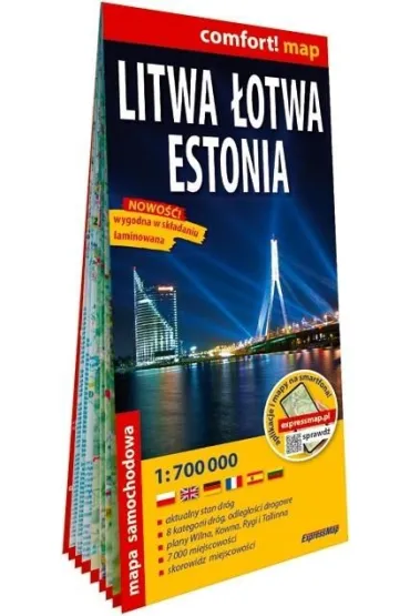 Litwa �otwa Estonia laminowana mapa samochodowa 1:700 000 2026