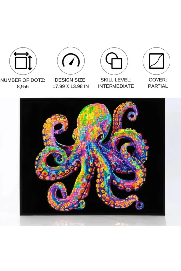 Diamond Dotz Haft diamentowy - Adults Flocked Neon Octopus 35.5x45.7cm