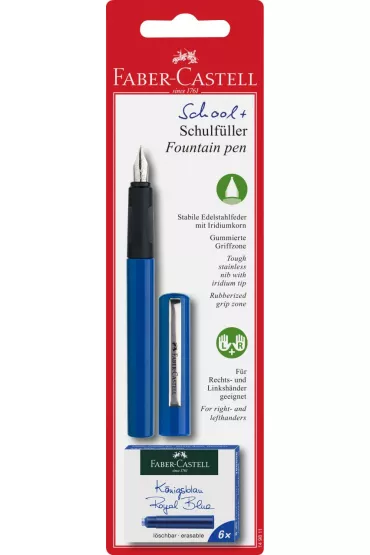 Faber-Castell Pi�ro wieczne szkolne + 6 naboi niebieskie