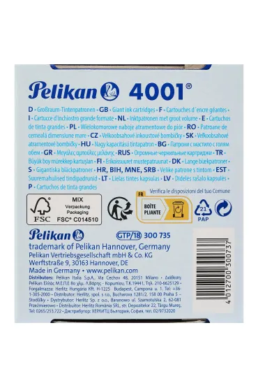 Pelikan Naboje atramentowe d�ugie niebieskie 18 szt.