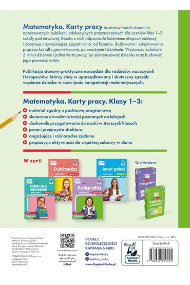 Matematyka. Karty pracy. Klasa 3. Kapitan Nauka. EDUseria - Ma�gorzata Skura