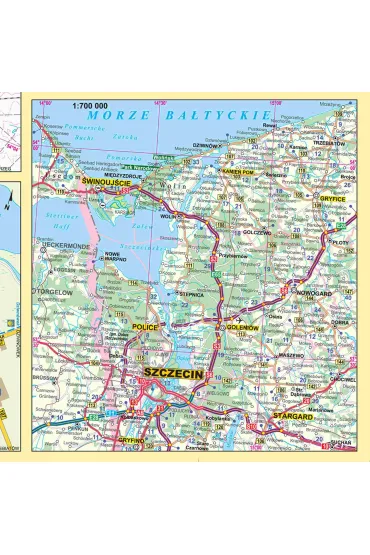 Mapa turystyczna Wybrze�e Ba�tyku 1 Wolin �winouj�cie Dziwn�w Niechorze 1:50 000