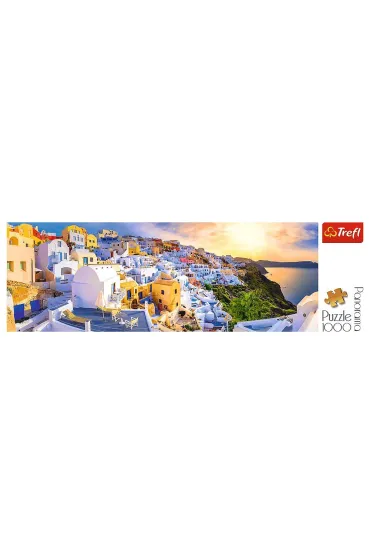 Puzzle panoramiczne 1000 el. Zach�d s�o�ca na Santorini Trefl