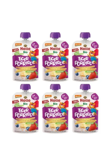Holle Mus owsiankowy Tygrysek (ry� - banan - owoce jagodowe - quinoa) od 1 roku Demeter Zestaw 6 x 110 ml Bio
