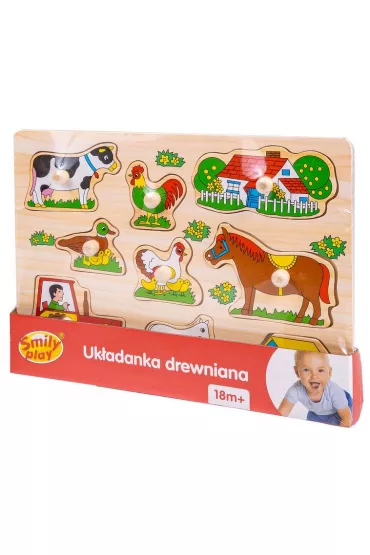 Puzzle Uk�adanka drewniana farma uchwyty SPW83598 AN01 Smily Play