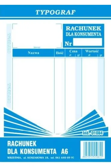 Druki samokopiuj�ce Typograf rachunek konsumenta A6 80 (01084)