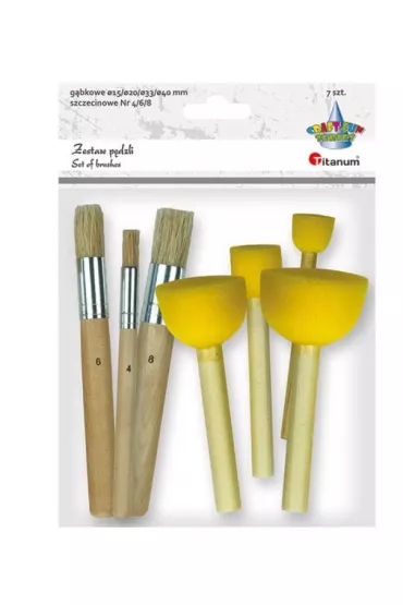 Titanum Zestaw p�dzle szczecinowe okr�g�e + g�bkowe mix 7 szt.