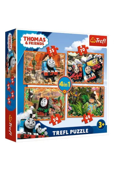 Puzzle 4w1 35+48+54+70 el. Podr�e po �wiecie Tomek i przyjaciele 34300 Trefl