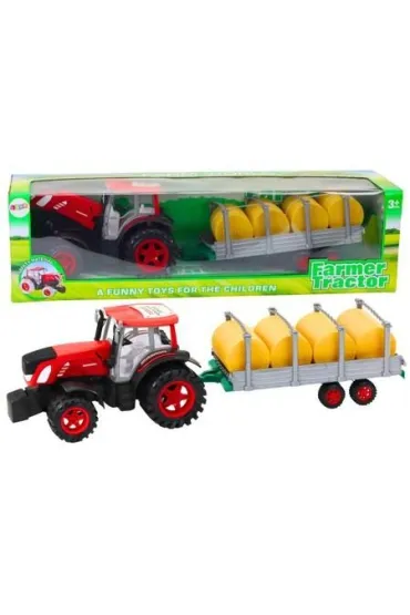Traktor rolniczy z przyczep� i balami siana nap�d LeanToys