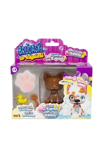 Brudaski w K�pieli. Zestaw Bonusowy. Piesek + b�oto + 4 akcesoria. Boston bia�o-br�zowy Epee