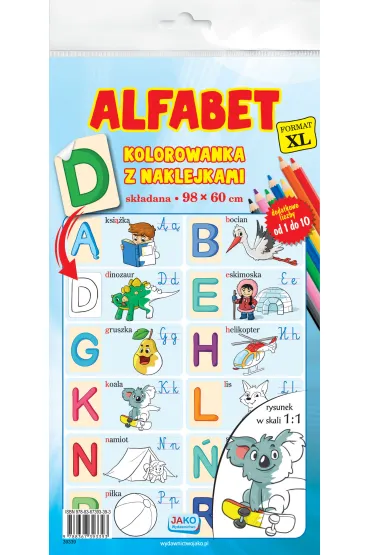 Alfabet. Kolorowanka z naklejkami. Format XL