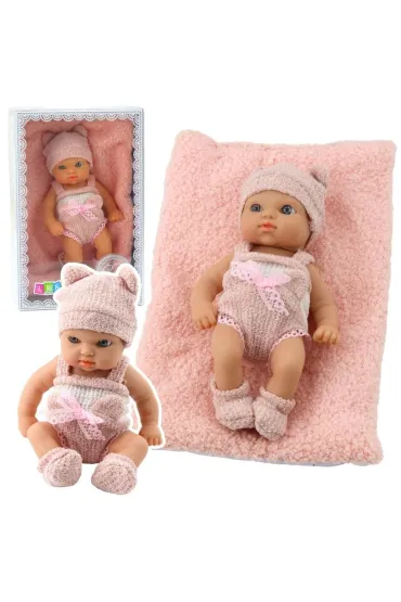 Lalka bobas z kocykiem bia�o-r�owe ubranko 18cm LeanToys