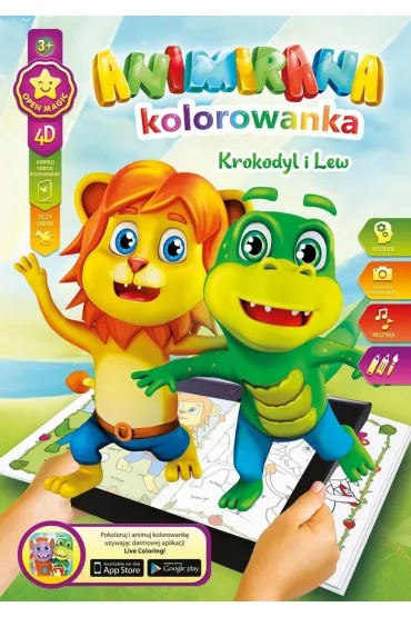 Kolorowanka A4/8 4D Lew i Krokodyl