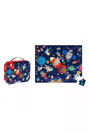 Puzzle w walizce 54 el. Rakieta kosmiczna Janod