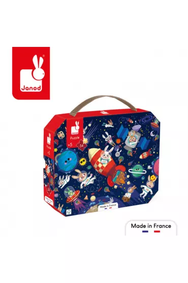 Puzzle w walizce 54 el. Rakieta kosmiczna Janod
