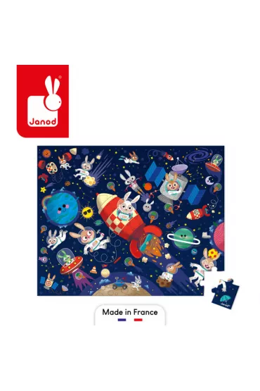 Puzzle w walizce 54 el. Rakieta kosmiczna Janod