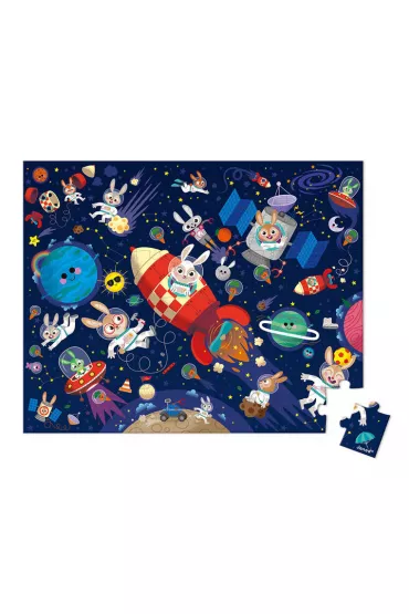 Puzzle w walizce 54 el. Rakieta kosmiczna Janod
