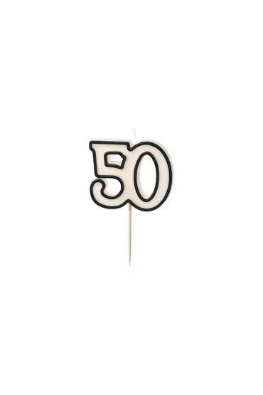 PartyDeco �wieczka urodzinowa 50 bia�o-czarny 5.5cm