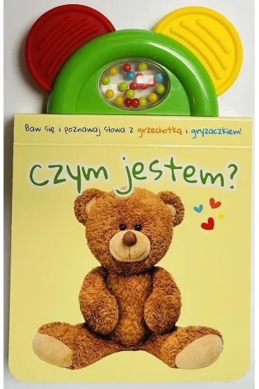 Czym jestem? ��ta. Ksi��eczka z gryzaczkiem i grzechotk�