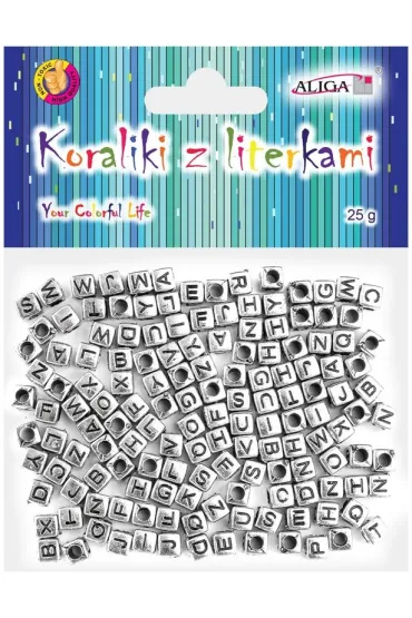 Aliga Koraliki metalowe z literkami 6 x 6 mm PJA-0347 25 g