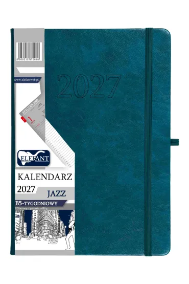 Kalendarz Jazz 2027 B5 tygodniowy szmaragdowy