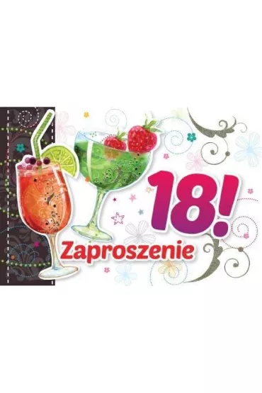 Kukartka Zaproszenie ZZ-038 Urodziny 18 drinki 5 szt.