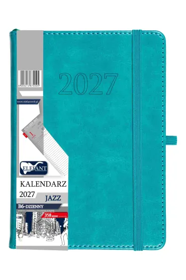 Kalendarz Jazz 2027 B6 dzienny turkusowy