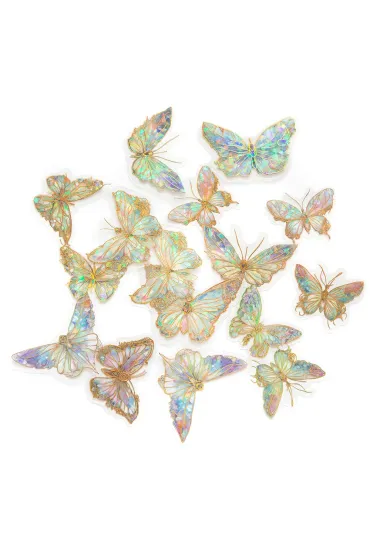 dpCraft Po�yskuj�ce naklejki PET - Motyle moonstone 20 szt.