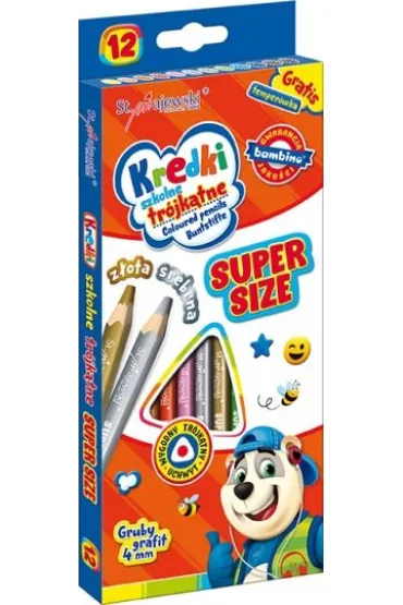 St. Majewski Kredki tr�jk�tne Super Size + temper�wka 12 szt.