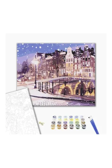 Brushme Malowanie po numerach - Bajkowy Amsterdam zim� 40x50cm